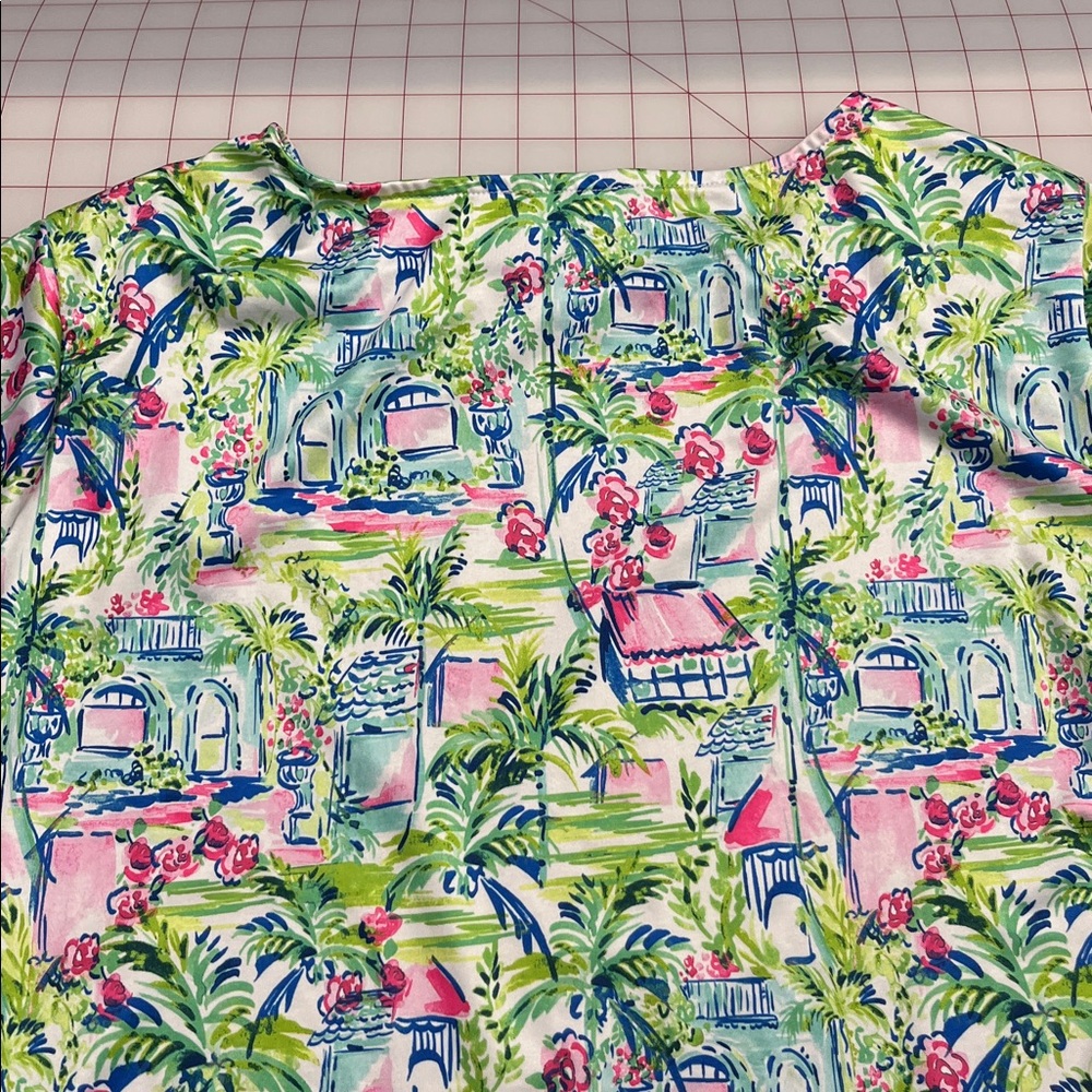 STELLA PARKER Cruise Summer Party Gold Buttons Stretch Tropical Print Sheath 3X - Picture 7 of 16